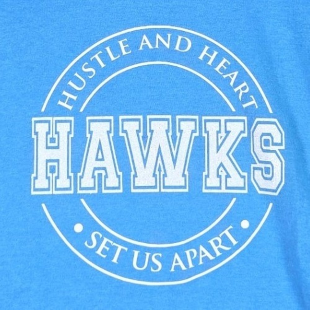 Gildan T-Shirt Women Large Blue Hawks Hustle and Heart Graphic Tee